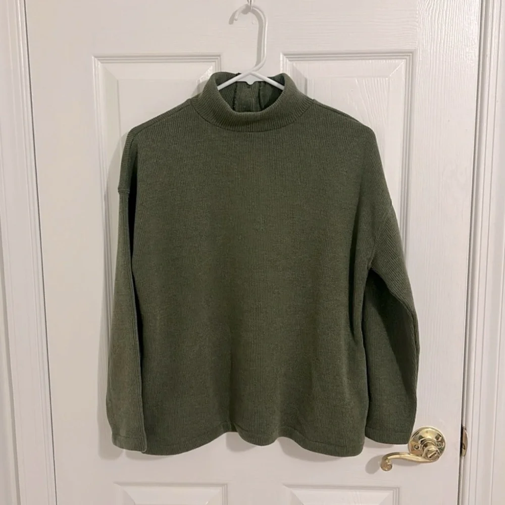 Madewell Mockneck Button-Back Top Sweater NWT In Loden Green Size Small